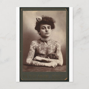 Tattooed American Woman Postcard