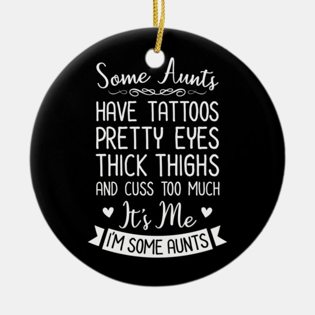 Tattooed Aunt Ceramic Tree Decoration (Front)