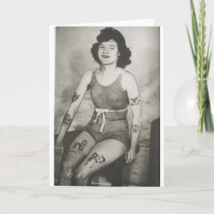 Tattooed Bathing Beauty Card