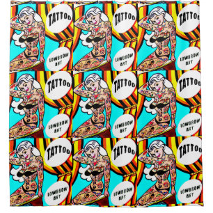 tattooed bikini model pattern shower curtain