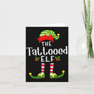 Tattooed Christmas Elf Matching Pajama X-mas Party Card