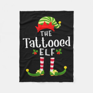 Tattooed Christmas Elf Matching Pajama X-mas Party Fleece Blanket