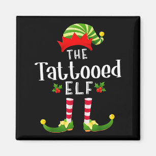 Tattooed Christmas Elf Matching Pajama X-mas Party Magnet