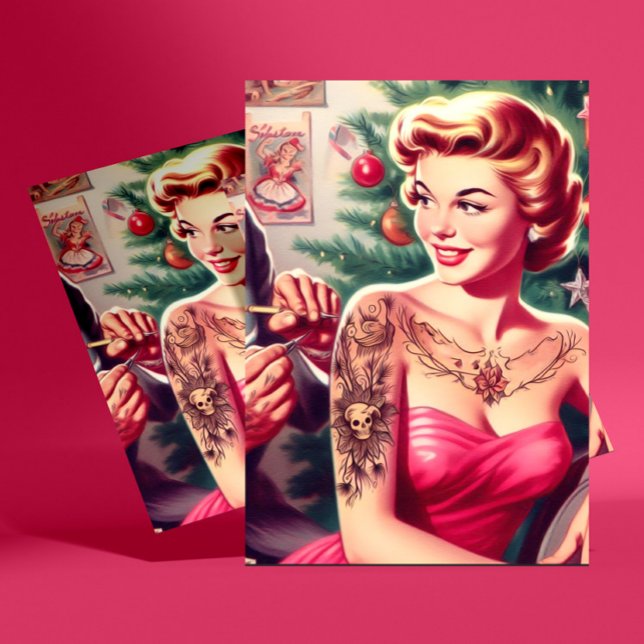 Tattooed Christmas Pin-up Postcard (Creator Uploaded)