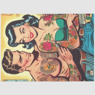 Tattooed Couple Vintage Comics Tissue Paper