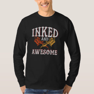Tattooed Daddy dad Temporary Tattoos Inked and awe T-Shirt