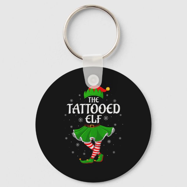 Tattooed Elf Christmas Family Girls Women Elf Squa Key Ring (Front)