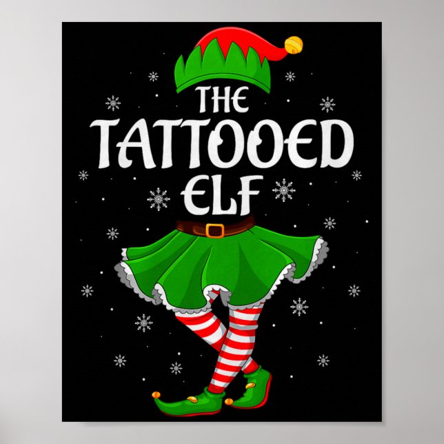 Tattooed Elf Christmas Family Girls Women Elf Squa Poster (Front)
