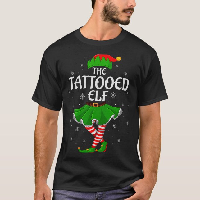 Tattooed Elf Christmas Family Girls Women Elf Squa T-Shirt (Front)
