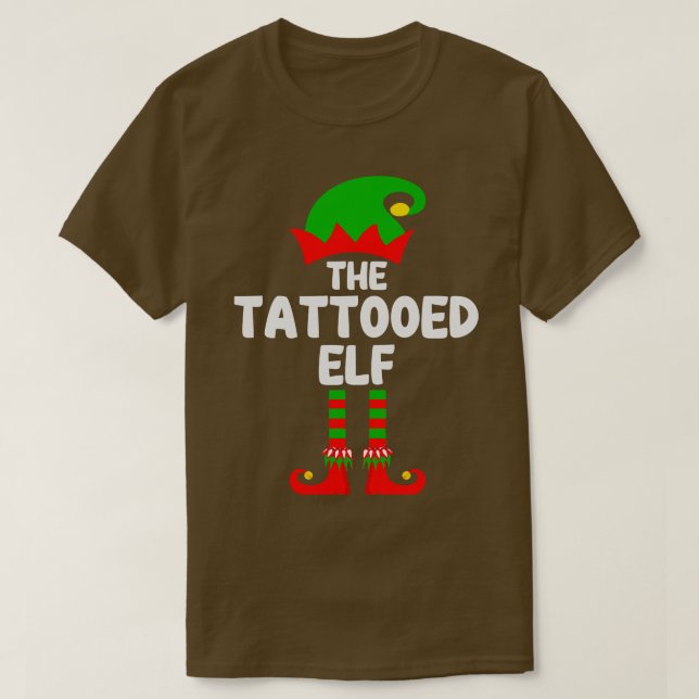 Tattooed Elf Matching Family Group Christmas Party T-Shirt (Design Front)