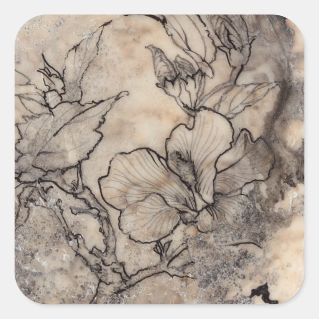 Tattooed Floral I Square Sticker (Front)