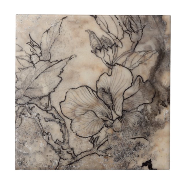 Tattooed Floral I Tile (Front)