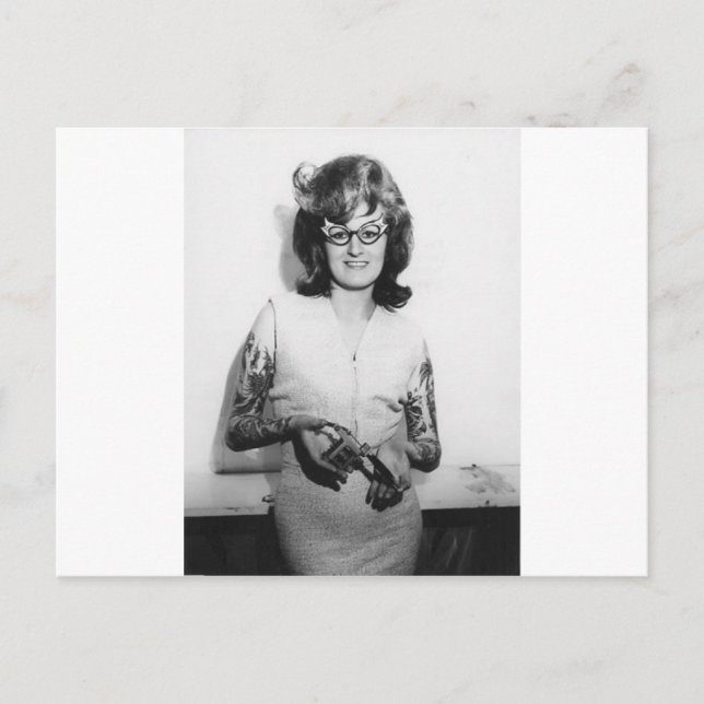 Tattooed Glasses Chick Postcard (Front)