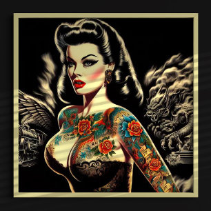 Tattooed Goth Pin-up Poster