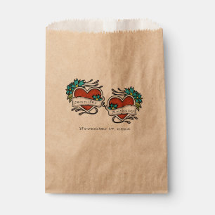 Tattooed Hearts, Tattoo Graphic Wedding Favour Bags