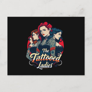Tattooed Ladies Club, Red, Blue and Black Postcard