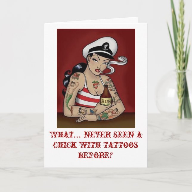 Tattooed Lady Holiday Card (Front)