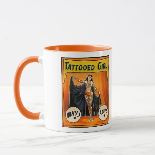 Tattooed Lady - Vintage Circus Poster Mug (Left)