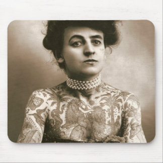 Tattooed Lady w/ Pearls Vintage Circus Mouse Pad
