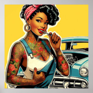 Tattooed Mechanic Pin-up Poster