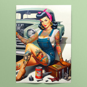 Tattooed Mechanic Pinup Tissue Paper