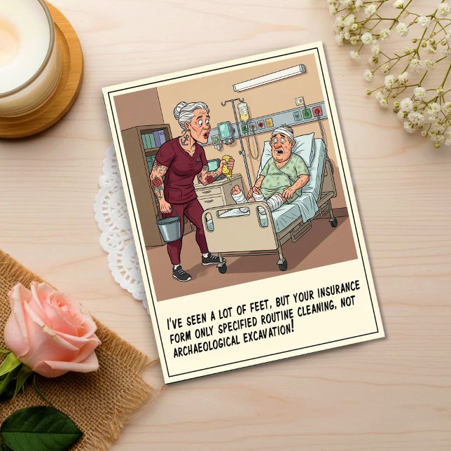 Tattooed Nurse Gives Patient Sponge Bath Get Well Postcard (Creator Uploaded)