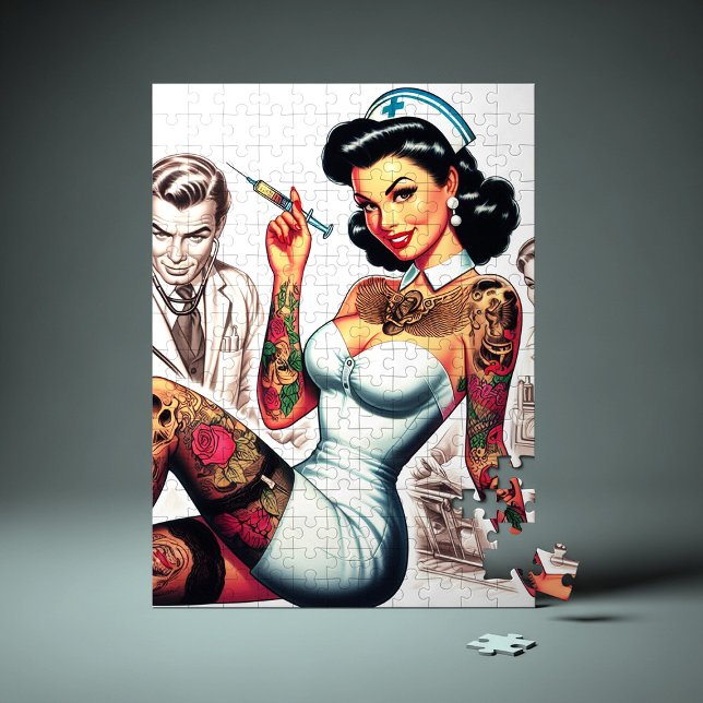 Tattooed Nurse Pin-up Jigsaw Puzzle (Creator Uploaded)