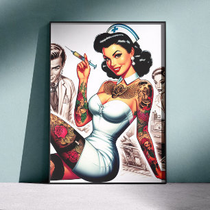Tattooed Nurse Pin-up Poster