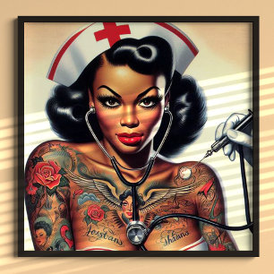 Tattooed Nurse Pin-up Poster