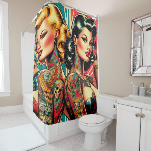 Tattooed Pin-up Girls Shower Curtain