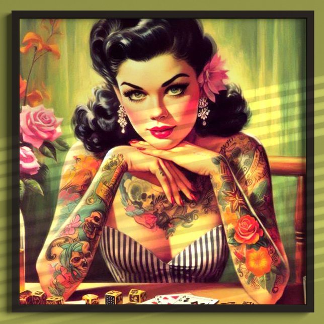 Tattooed Pin-up Portrait Painting Poster (Creator Uploaded)