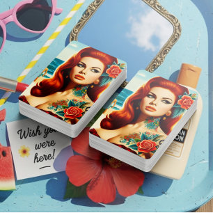 Tattooed Redhead Pin-up Playing Cards