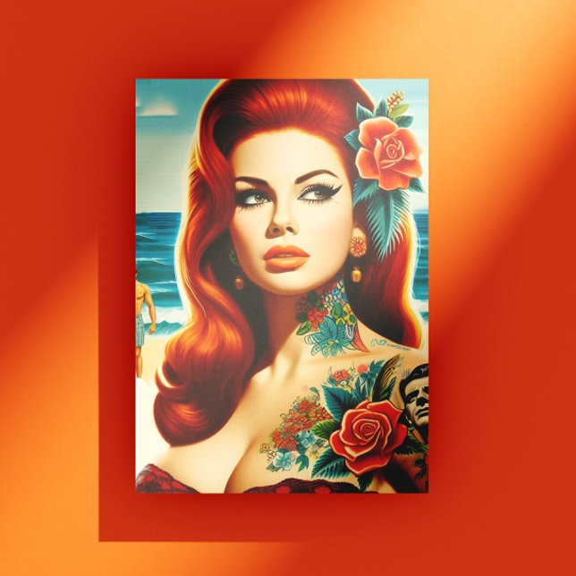 Tattooed Redhead Pin-up Postcard (Creator Uploaded)
