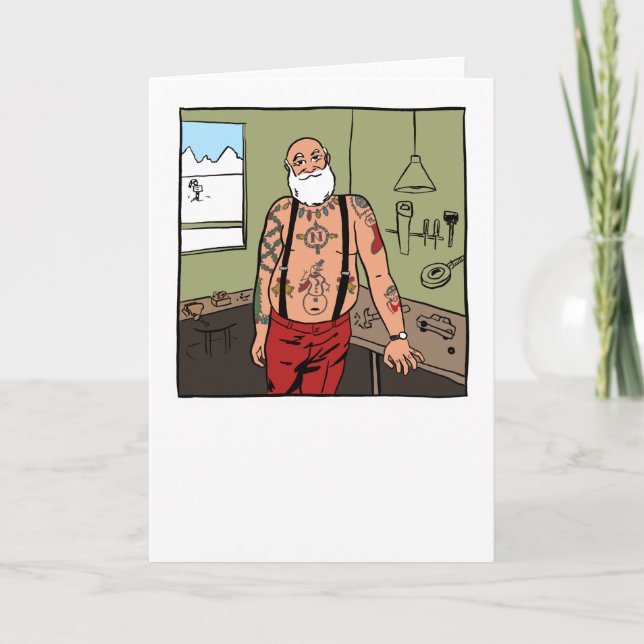 Tattooed Santa Christmas Card (Front)