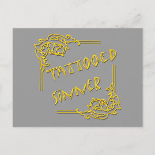 Tattooed Sinner yellow Postcard