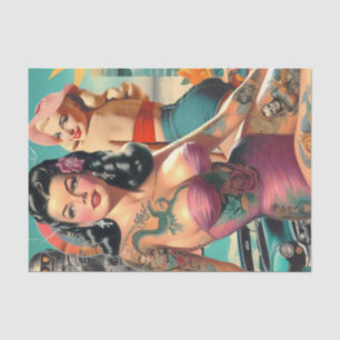 Tattooed Summer Pin-up Collage Tissue Paper