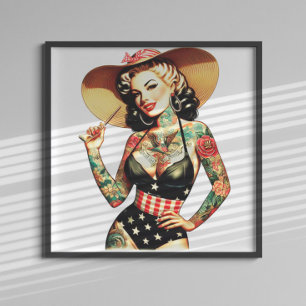 Tattooed Swimsuit Pin-up Poster