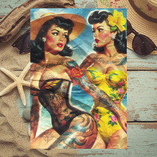 Tattooed Vintage Beach Pin-ups Tissue Paper