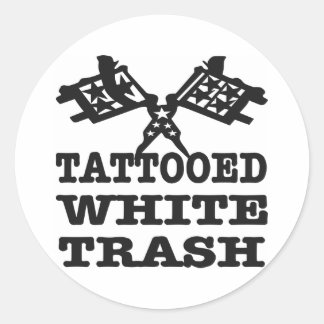 Tattooed White Trash Classic Round Sticker