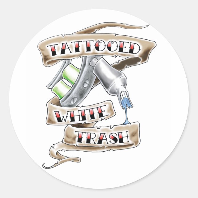 Tattooed White Trash Stickers (Front)