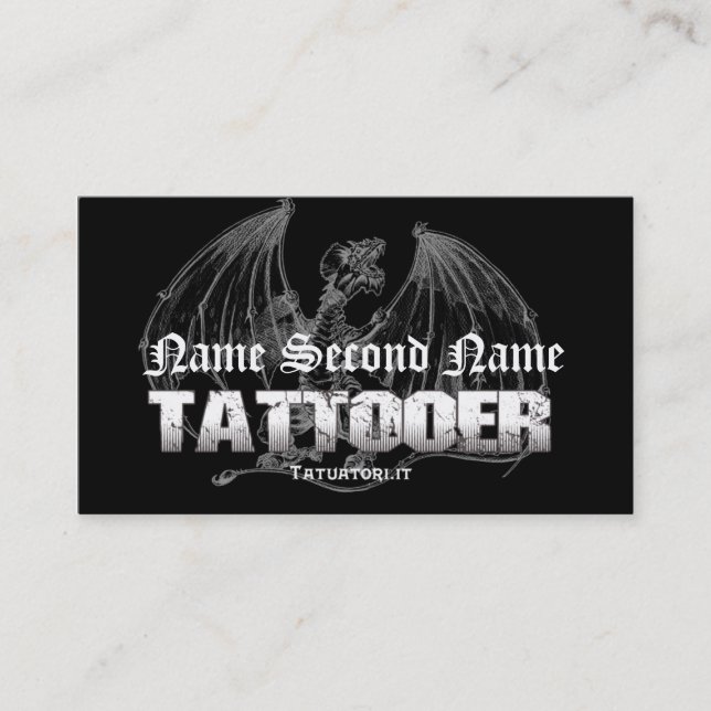 Tattooer Mediaeval Dragon Business Card (Front)