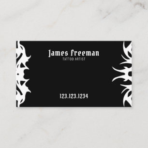 Tattooer Simple Black Tribal Dark Tattoo Artist Business Card