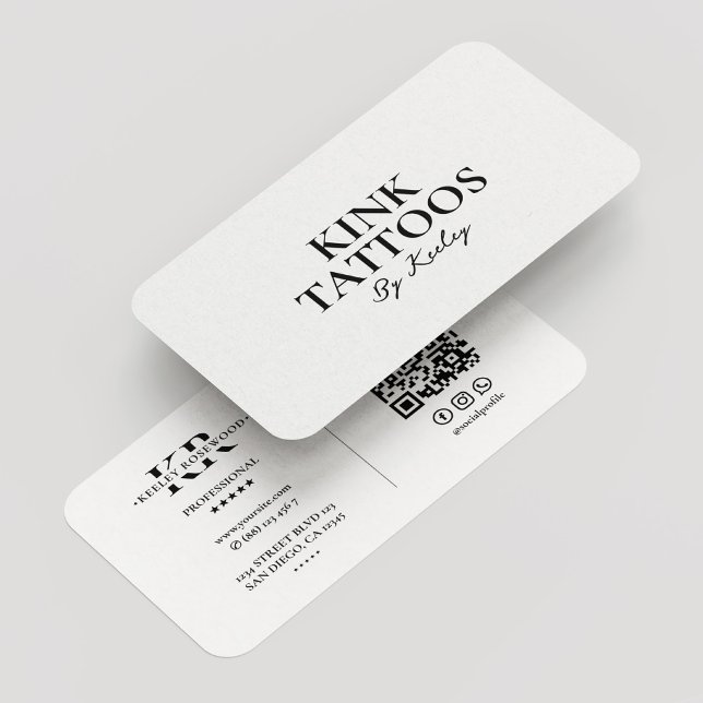 Tattooist Minimal Script Tattoo Artist White Business Card (Tattooist Minimal Script Tattoo Artist White Business Card
)
