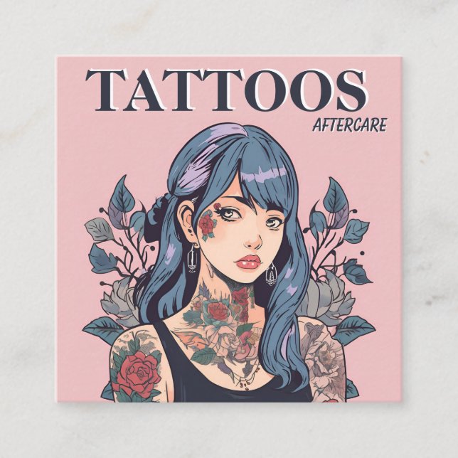 Tattoos Aftercare instructions Square Business Card (Front)