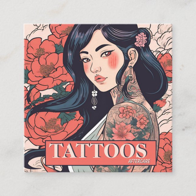 Tattoos Aftercare instructions Square Business Card (Front)