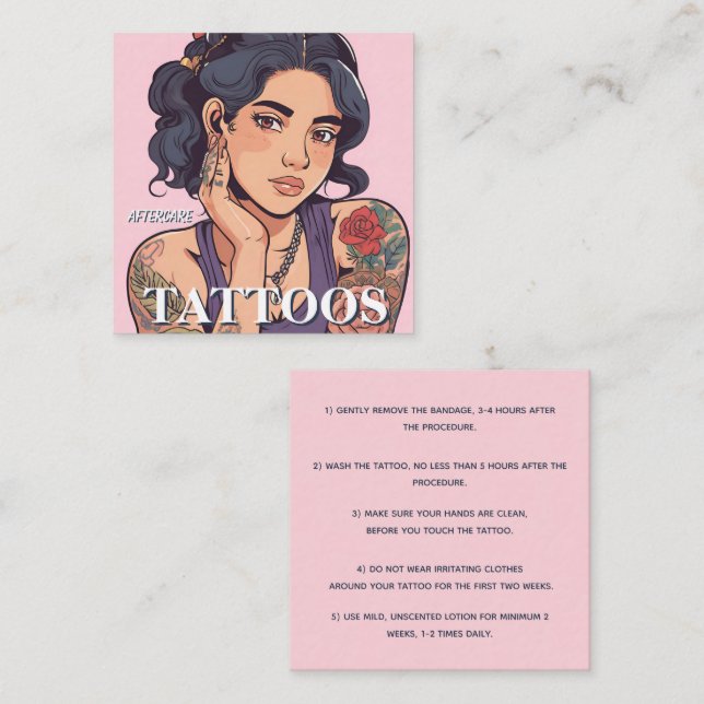 Tattoos Aftercare instructions Square Business Card (Front/Back)