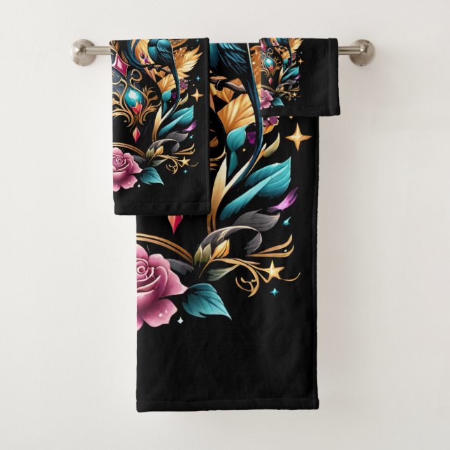 Tattoos And Roses 2 Bath Towel Set (Insitu)