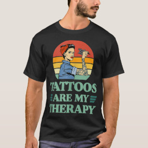Tattoos Are My Therapy Retro Vintage Style Ink Gun T-Shirt
