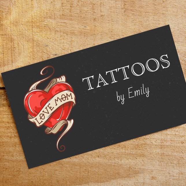 Tattoos By Your Name Simple Minimal Grungy  Business Card (Creator Uploaded)