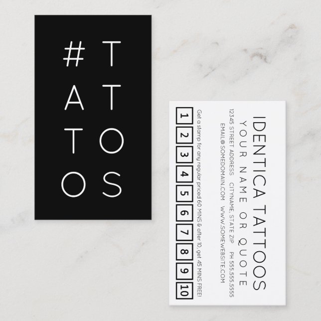#TATTOOS hashtag loyalty punch card (Front/Back)